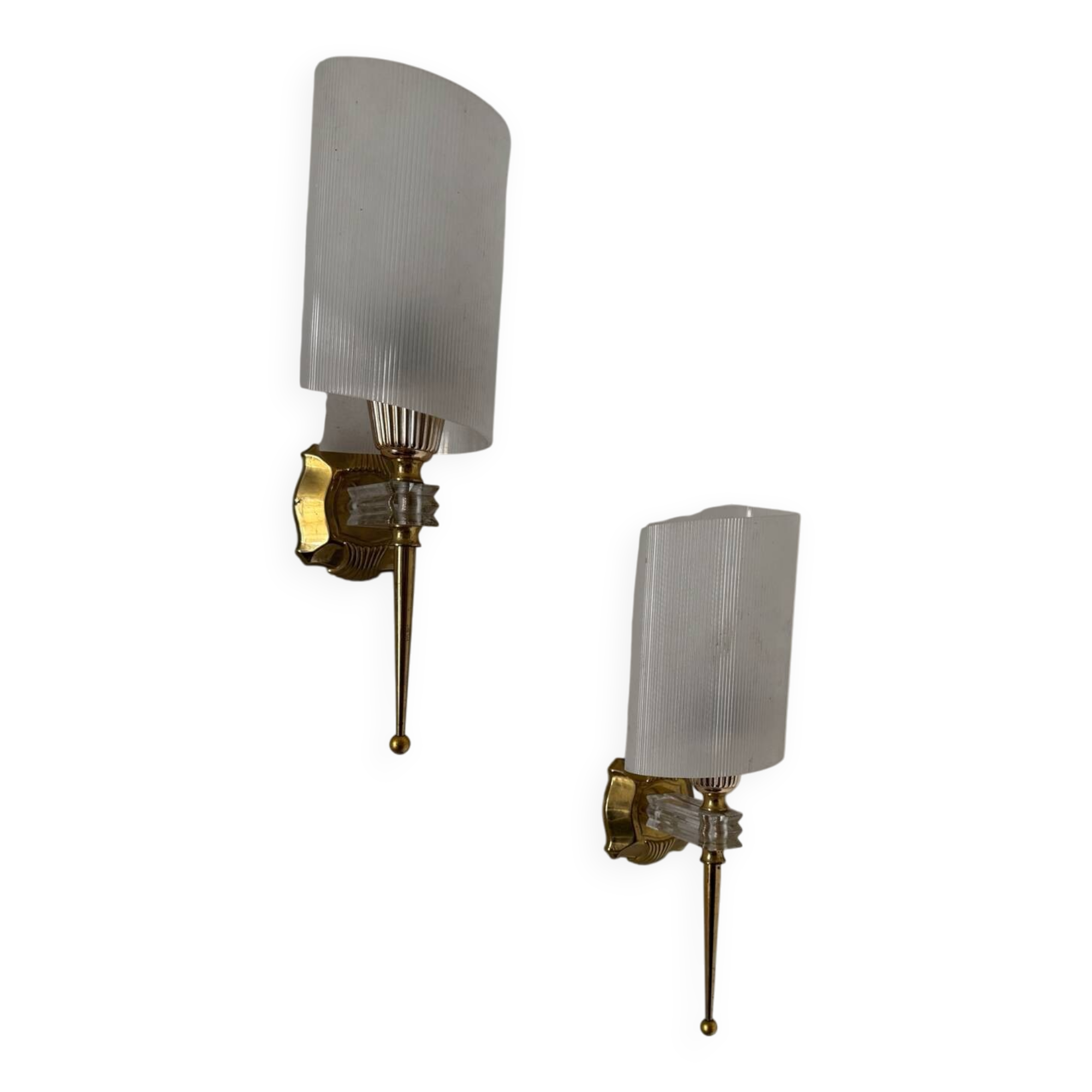 1960s gold perspex torch wall lights