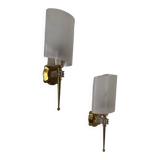 1960s gold perspex torch wall lights