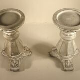 Pair of cement candlesticks