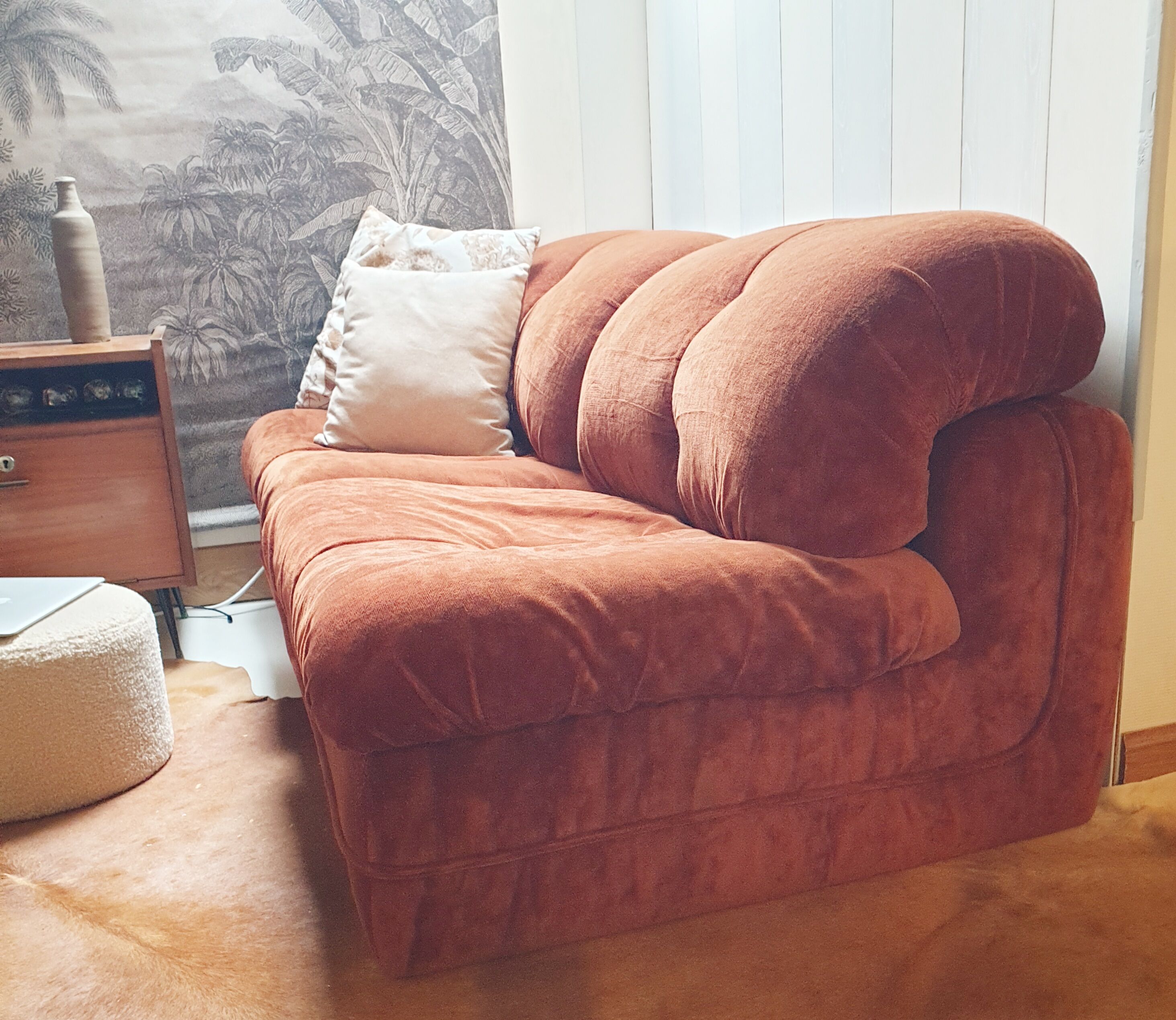 Sofa (bed) vintage Italian terracotta 70s