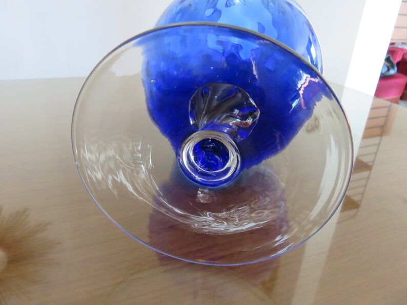 Italy vase in textured blue glass 70s