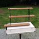 Vintage asymmetrical wall shelf in solid oak and metal from the 60s