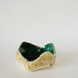 Ashtray in Fat Lava, flower neckline, yellow and green, 1970 - 15 x 7 cm