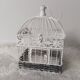 Cage for metal decoration, white patina and rattan, wedding decoration, aviary