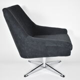 Mid-century armchair Shell, Deutsche Democratic Republic, DDR, 1960s, Black Cord, Chrome