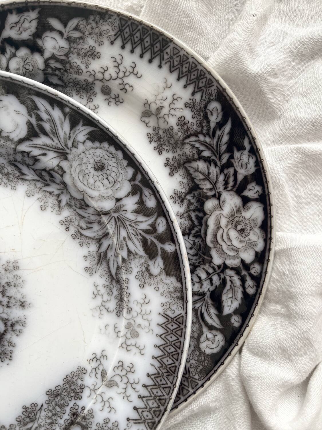 2 assiettes à dessert en terre de fer «Jardinière» U&C Sarreguemines