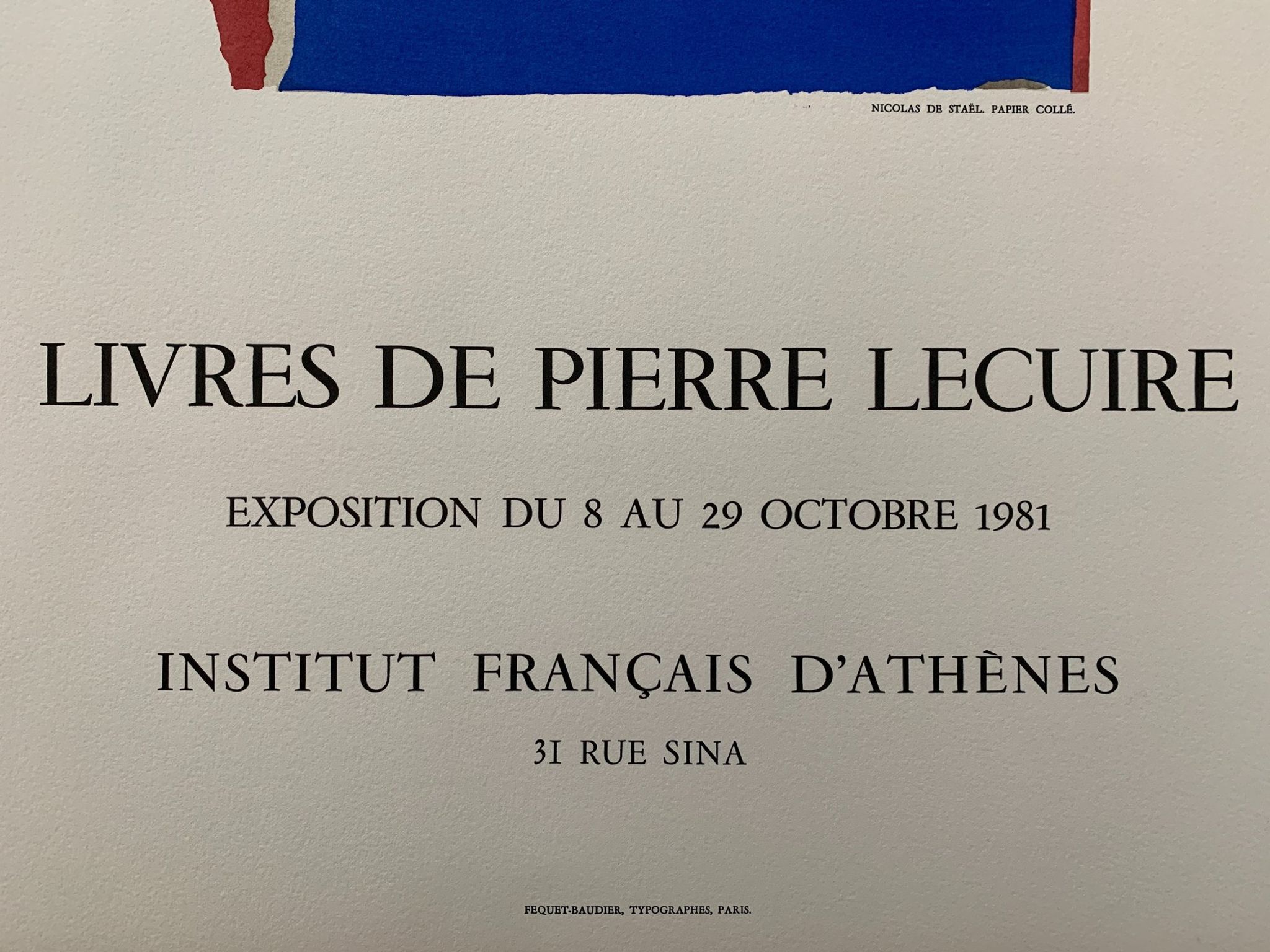 Affiche d'exposition par Nicolas DE STAEL, Institut français d'Athènes, 1981