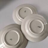 Trio of plates (2 soup plates, 1 dinner plate) Longchamp René, duck egg blue decoration