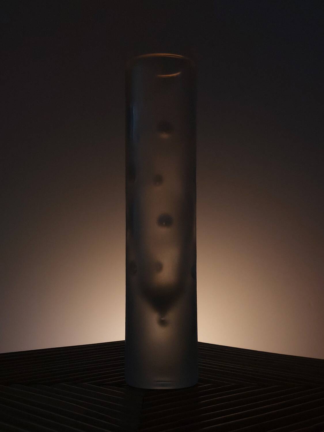 Frosted artisanal vintage glass vase