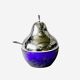 Confiturier-sucrier poire vintage en métal chromé et verre bleu cobalt