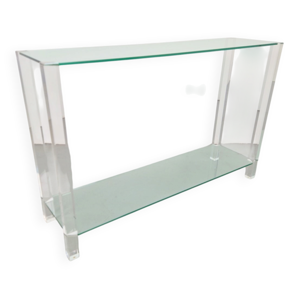 Table console en verre et acrylique The Hague de Bor Design, années 1990.