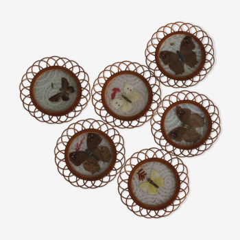 Lot of 6 butterfly coasters