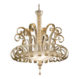 Venetian White and Gold Murano Style Glass Chandelier