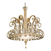 Lustre vénitien en verre de Murano blanc et doré