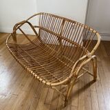 Vintage rattan bench