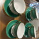 Service Art Déco de 6 tasses à double anses en porcelaine de Limoges