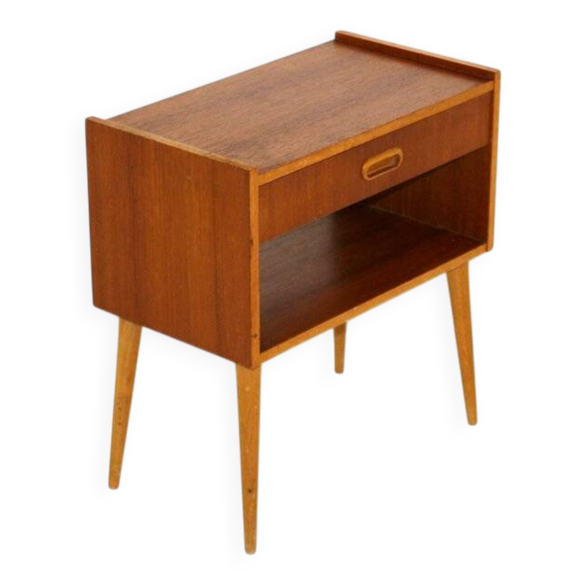 Scandinavian bedside table in teak and oak, Sweden, 1960.