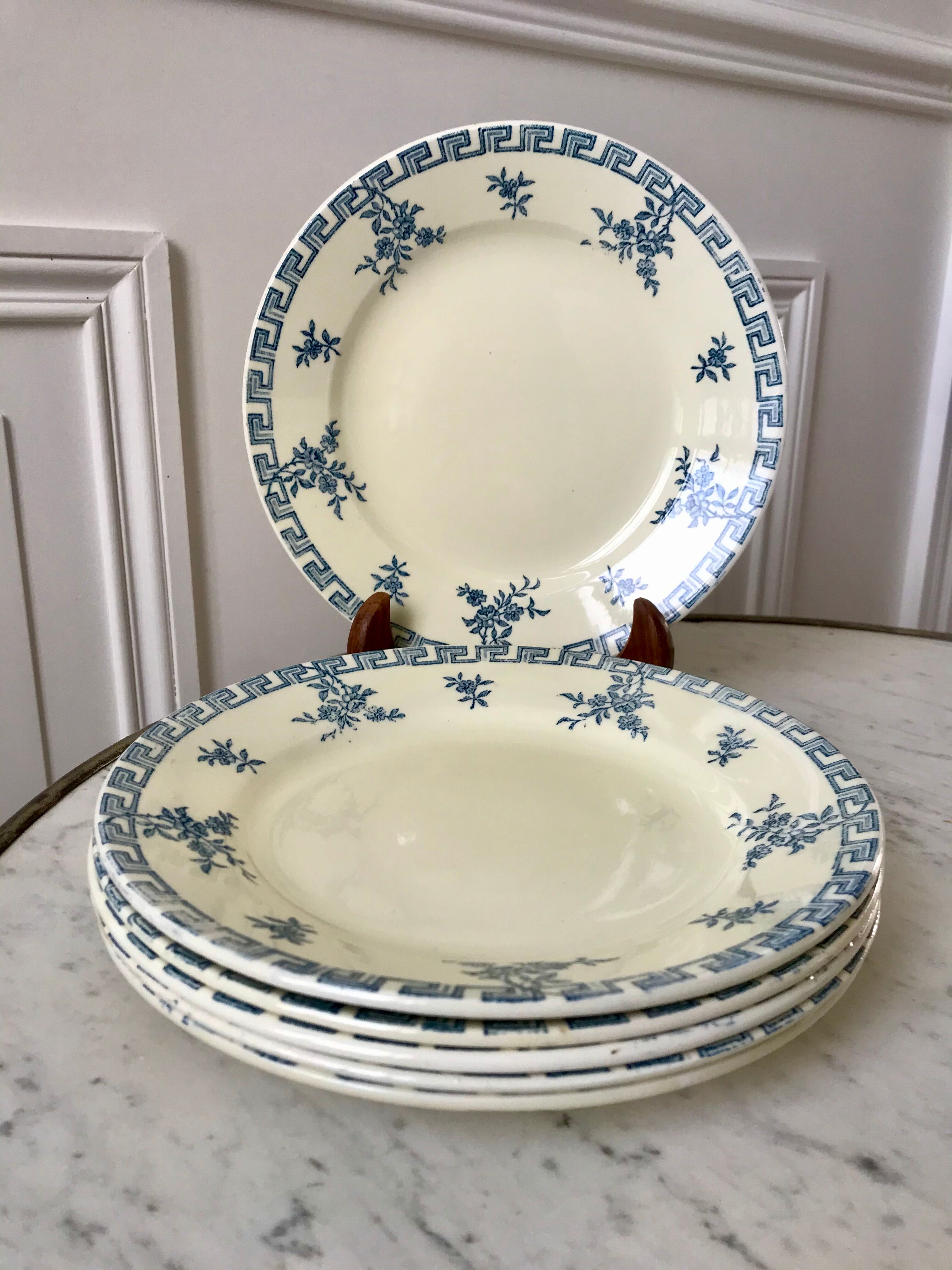 set of 6 dessert plates Terre de Fer St Amand model "Athens" XXth