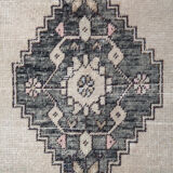 Turkish rug, handmade cream wool 54x116cm