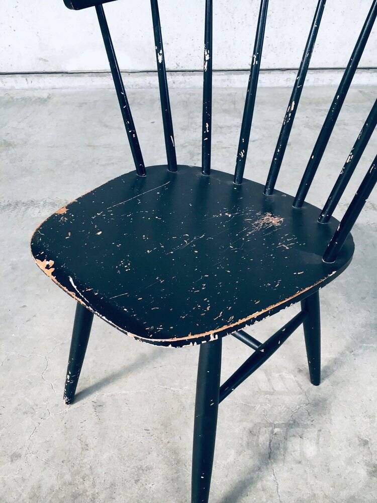 Mid-Century Scandinavian Design Curved Spindle Back Side Chair, Denmark, 1960s