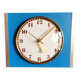 Vintage formica clock rectangular silent wall clock "Jaz golden blue"