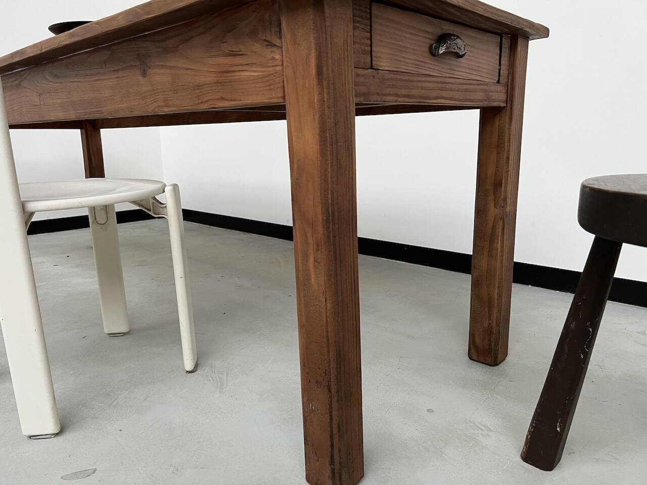 Table de ferme en pin 223 cm, années 70