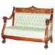 Canapé Chesterfield Ancien Sculpté en Noyer avec Incrustation de Nacre