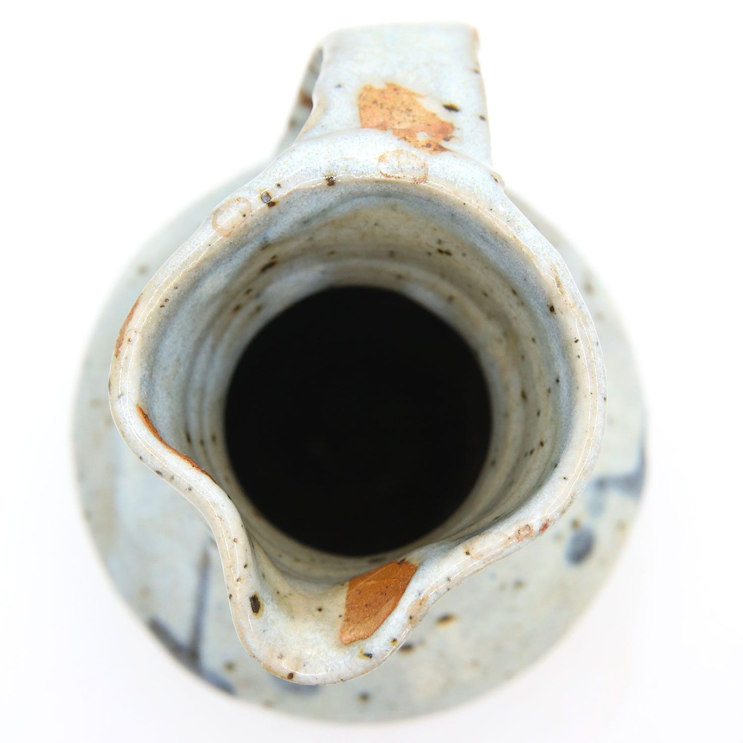 Enamelled sandstone pitcher with blue shades by Anne Kjaersgaard, La Borne