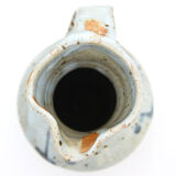 Enamelled sandstone pitcher with blue shades by Anne Kjaersgaard, La Borne