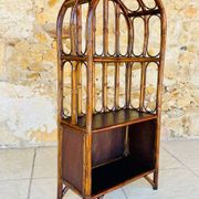 Vintage two-tier bamboo and rattan shelf with storage, Circa 1960