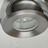 Suspended globe lamp in aluminium and glass in German Space style from the 1960s mid-century by Doria.