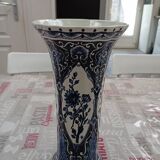 Delft blue and white vase with stylized floral pattern from the Boch brand