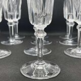 Series of 10 champagne flutes in Sèvres crystal Niagara model of the 50s