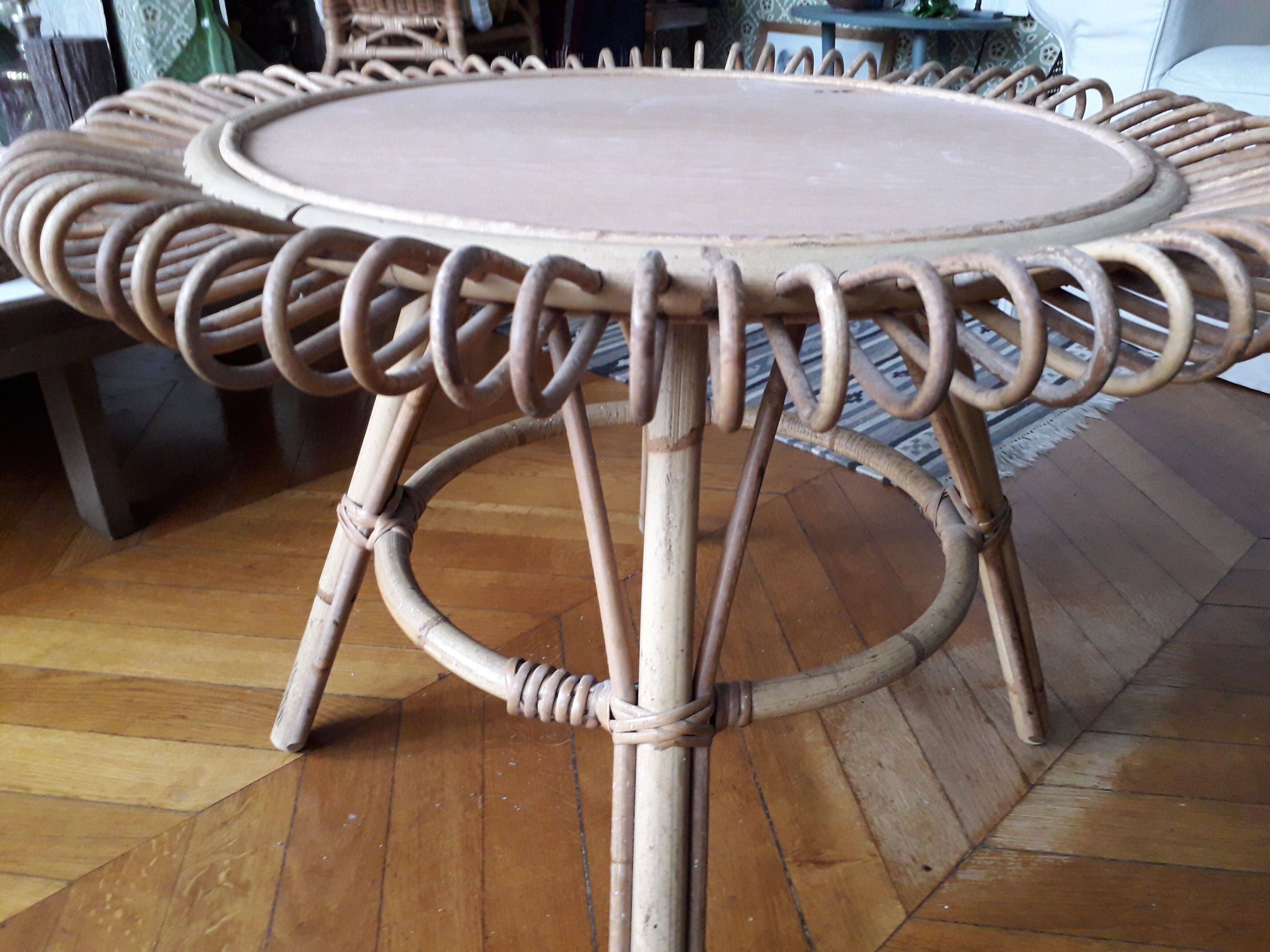 Rattan side table from the 1950s