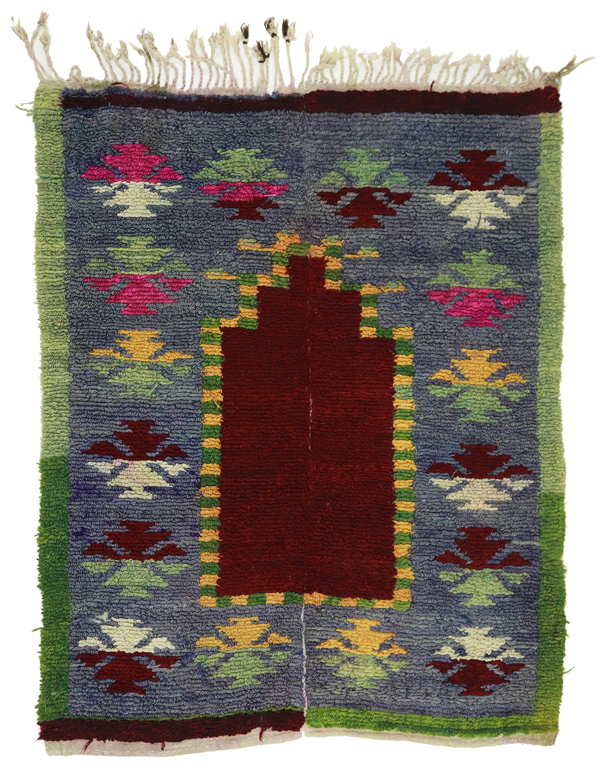 Tapis Tulu Vintage Turc Oushak 110x145 cm Laine Fait Main