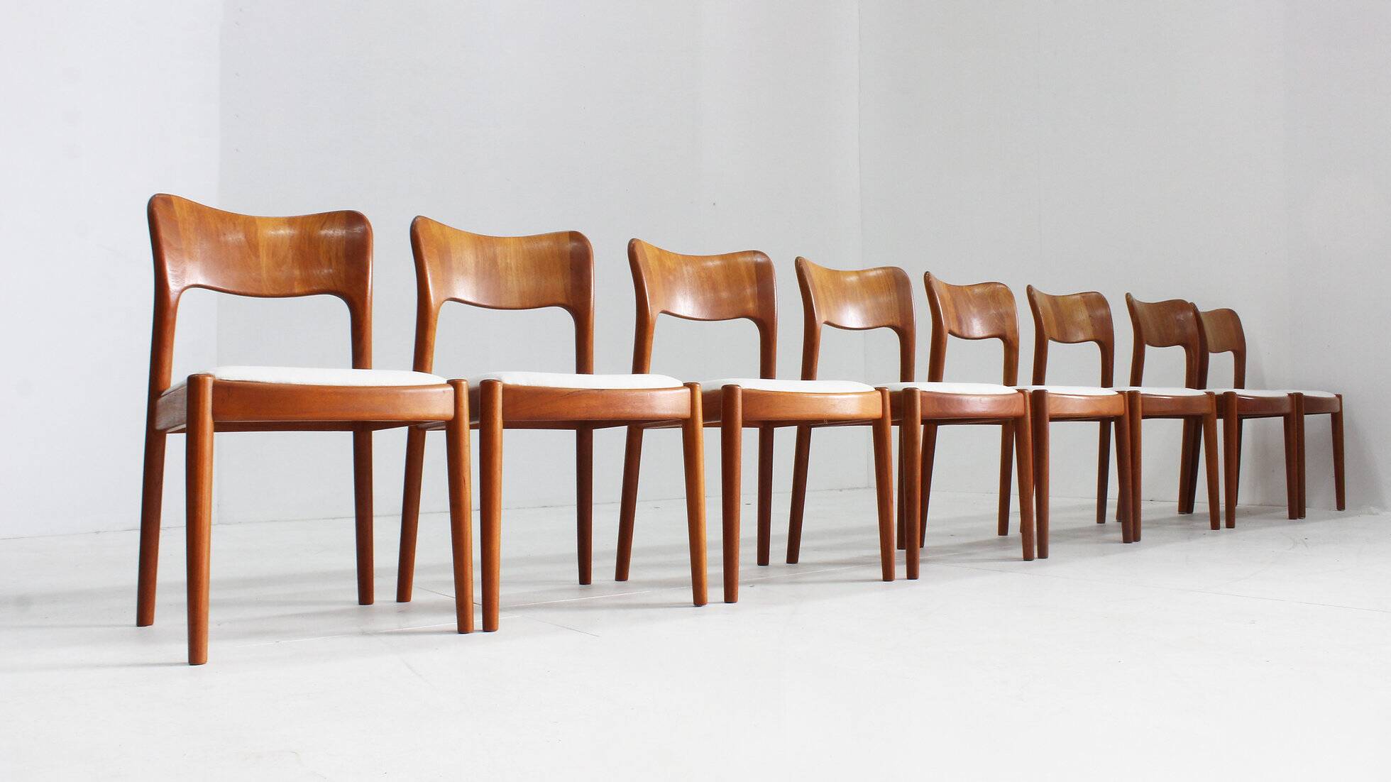Set of 8 vintage Danish dining chairs by Niels Koefoed 1960s teak
