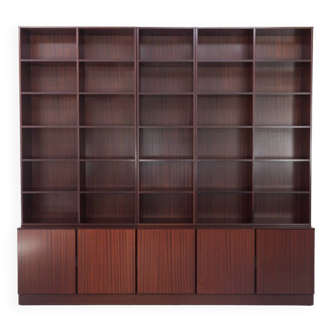 Large Vintage Danish Mahogany 5 Bay Bookcase, 1970s