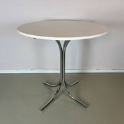Vintage round white chrome dining table from the 70s.