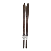 Paire de skis anciens en bois massif 184cm