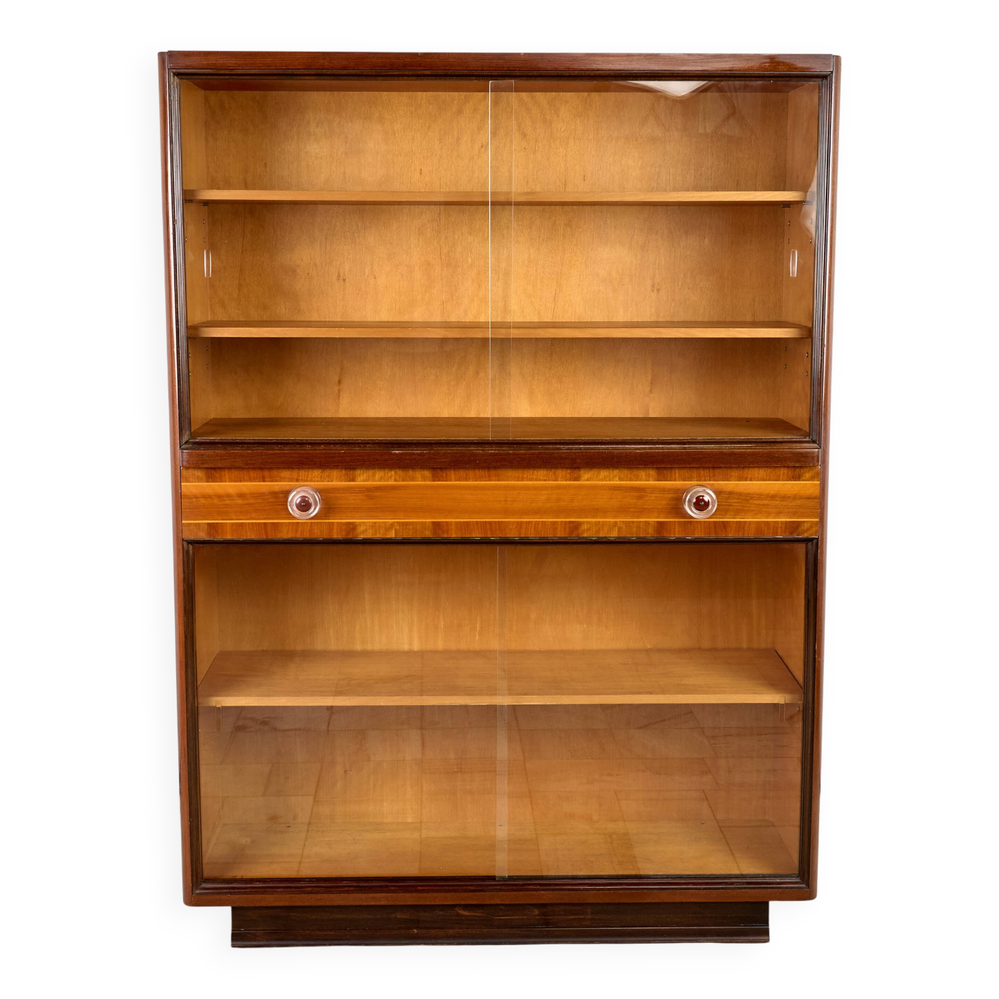 Art Deco Bookcase, Vitrine, Český Nábytek, 1960, Czechoslovakia
