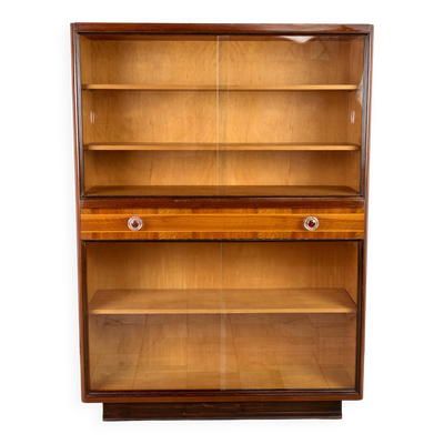 Bibliothèque Art Déco, Vitrine, Meubles Tchèques, 1960, Tchécoslovaquie