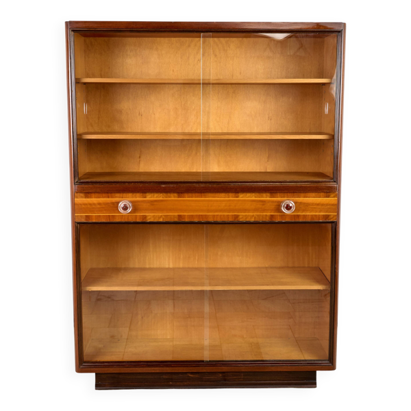 Bibliothèque Art Déco, Vitrine, Meubles Tchèques, 1960, Tchécoslovaquie
