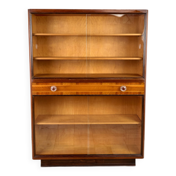 Bibliothèque Art Déco, Vitrine, Meubles Tchèques, 1960, Tchécoslovaquie