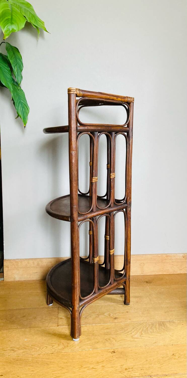 Vintage bamboo and rattan corner shelf 1960s/70s