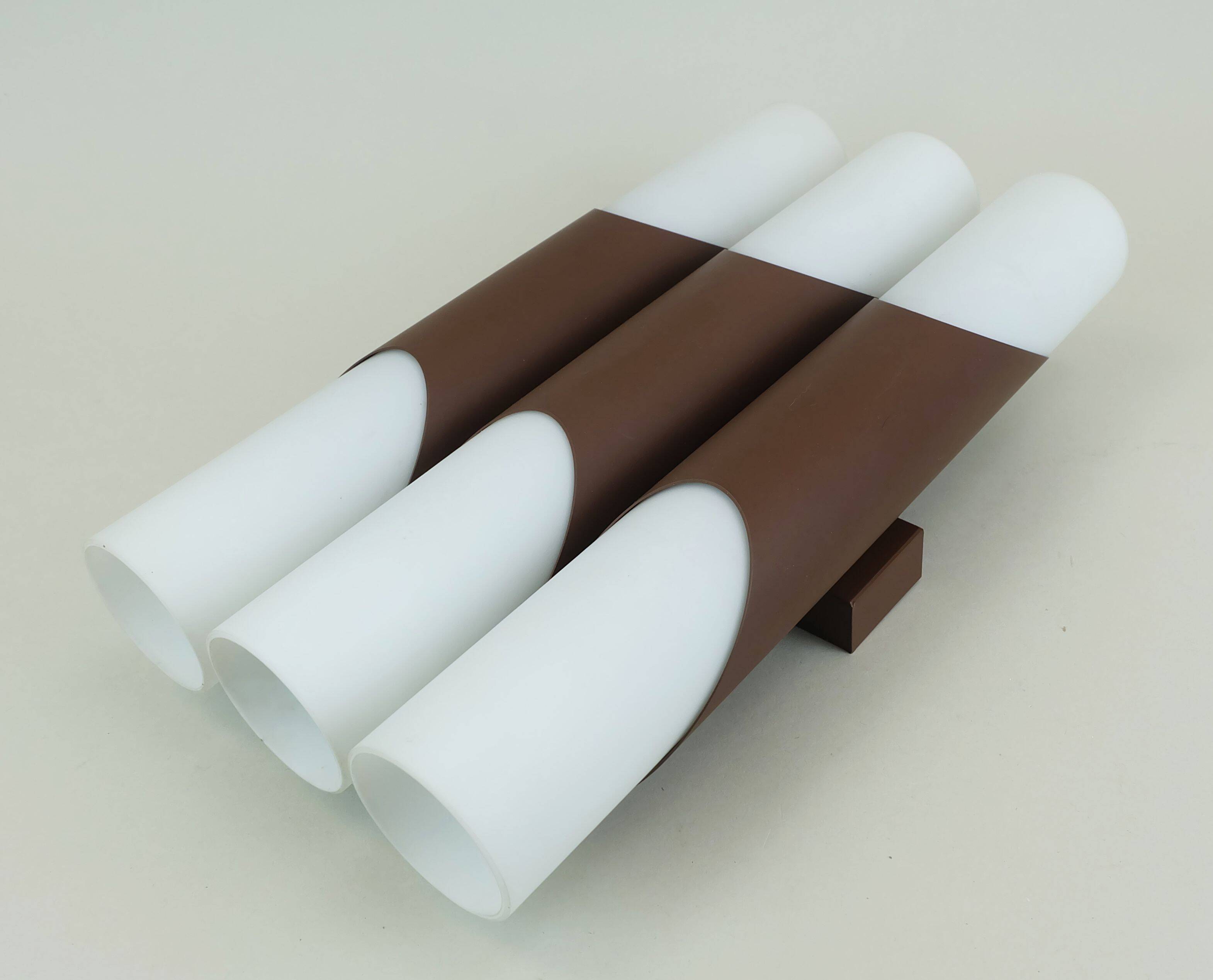 Wall lamp design klaus link for neuhaus-leuchten 1960s metal satin glass