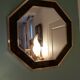 Octagonal mirror 70s in magnifying glass and brass