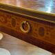 Louis XVI Directoire desk table richly inlaid, brass belt and 2 drawers, 19th century