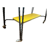 Vintage wrought iron yellow laminate console