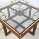 Coffee table with 4 pieces of wooden sofa and gilded brass