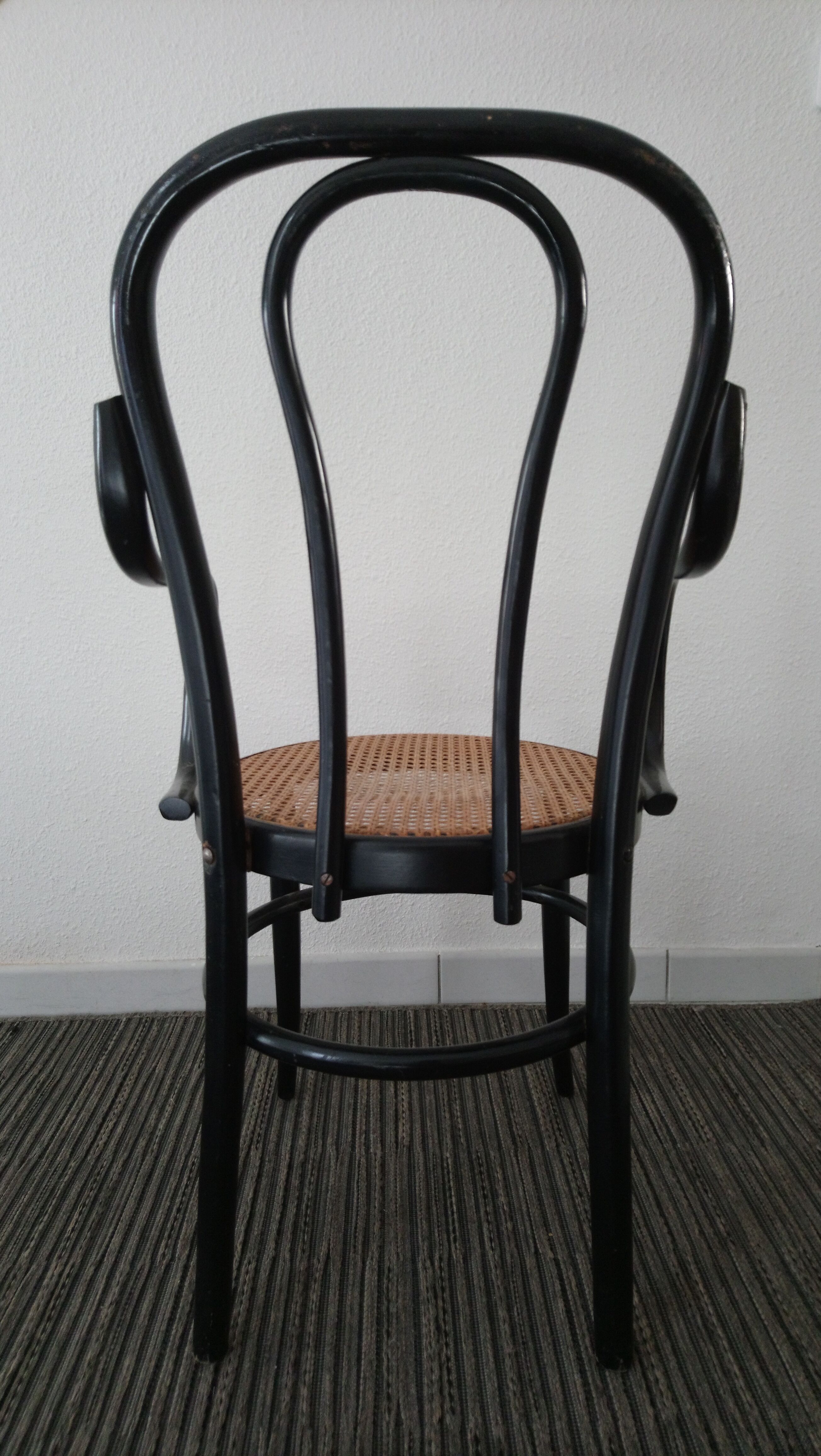 Set of 6 chairs 70s canned black bars